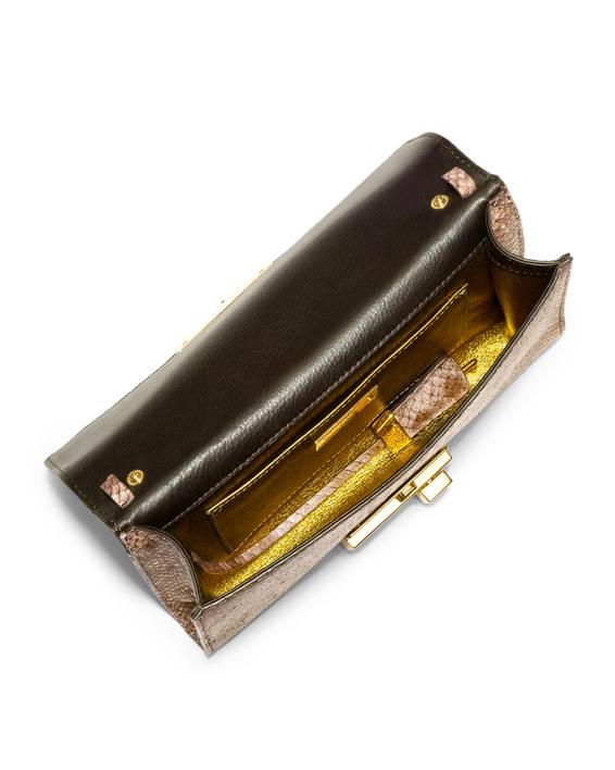 Læder clutch taske med python print