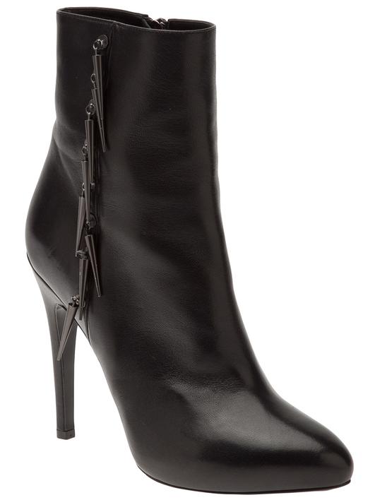 Black leather heeled boots