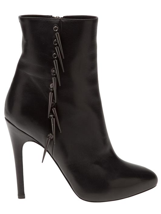 Black leather heeled boots
