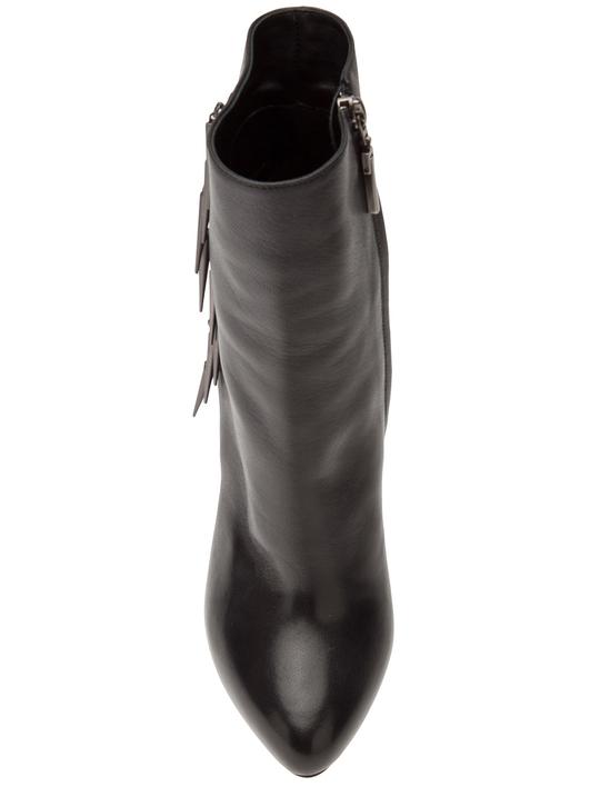 Black leather heeled boots