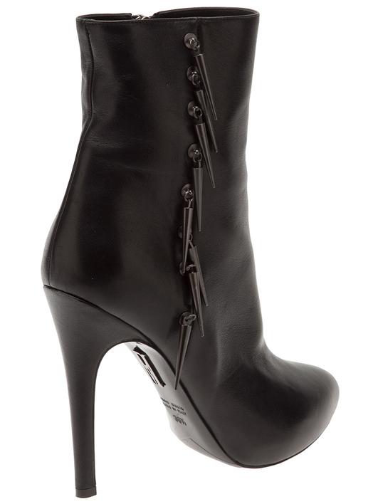 Black leather heeled boots